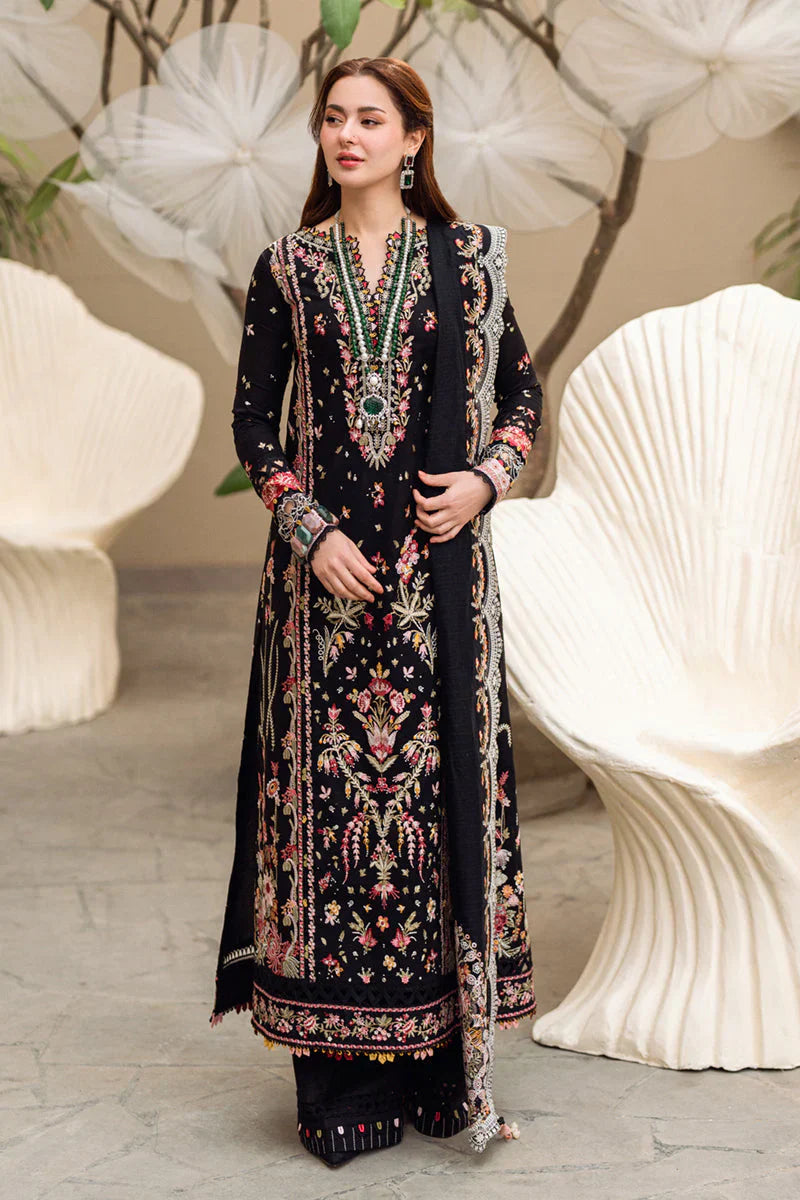 Embroidered Dhanak 3-Piece Suit with Embroidered Shawl - D-112