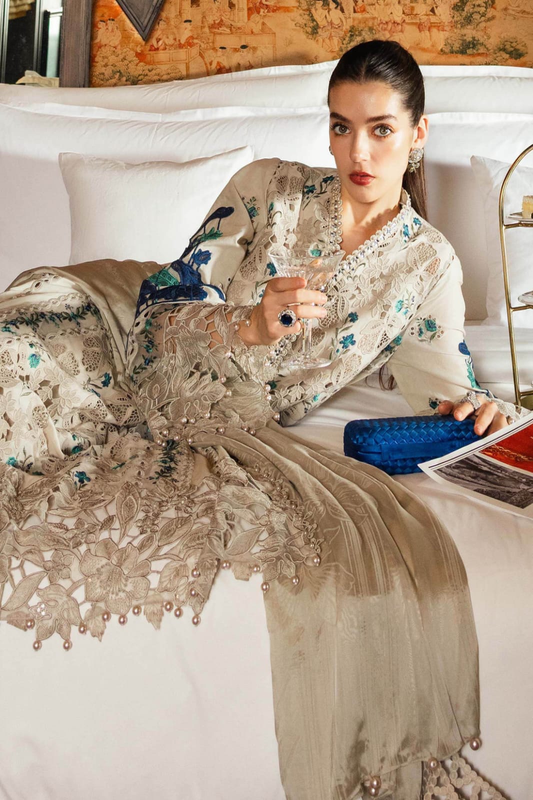 Embroidered Dhanak 3-Piece Suit with Embroidered Shawl - D-077