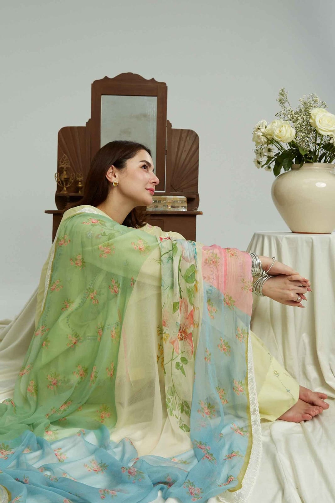 Embroidered Dhanak 3-Piece Suit with Embroidered Shawl - D-113