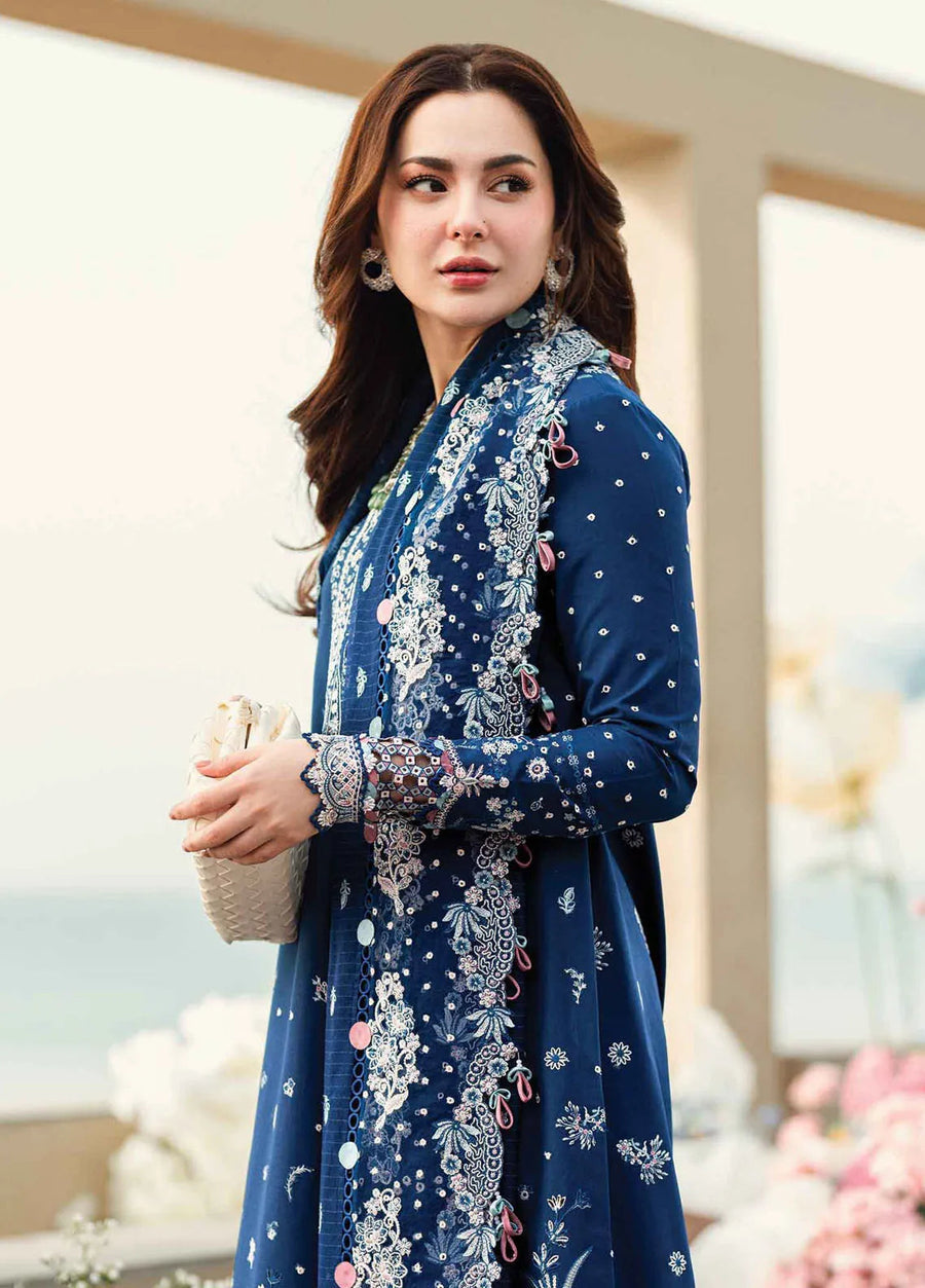 Embroidered Dhanak 3-Piece Suit with Embroidered Shawl - D-109