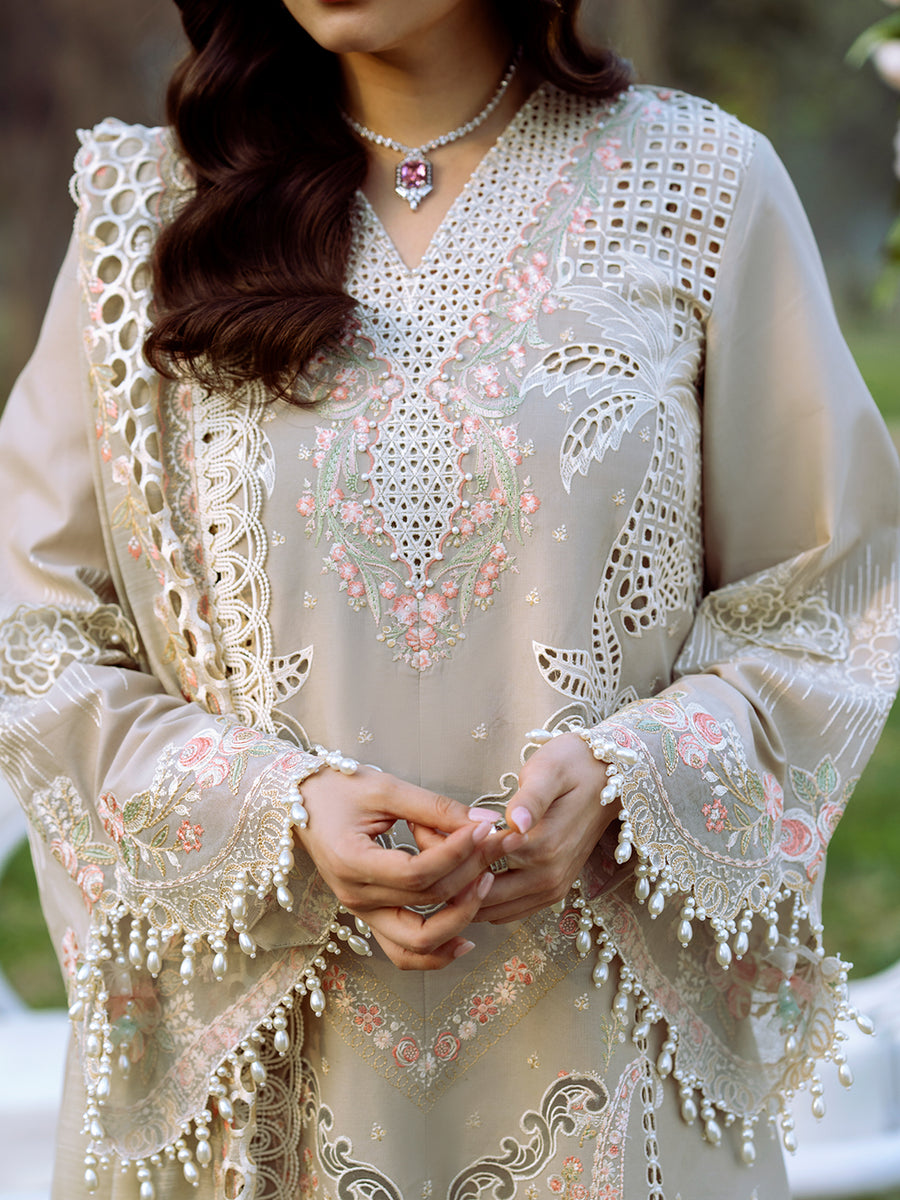 Embroidered Dhanak 3-Piece Suit with Embroidered Shawl - D-102