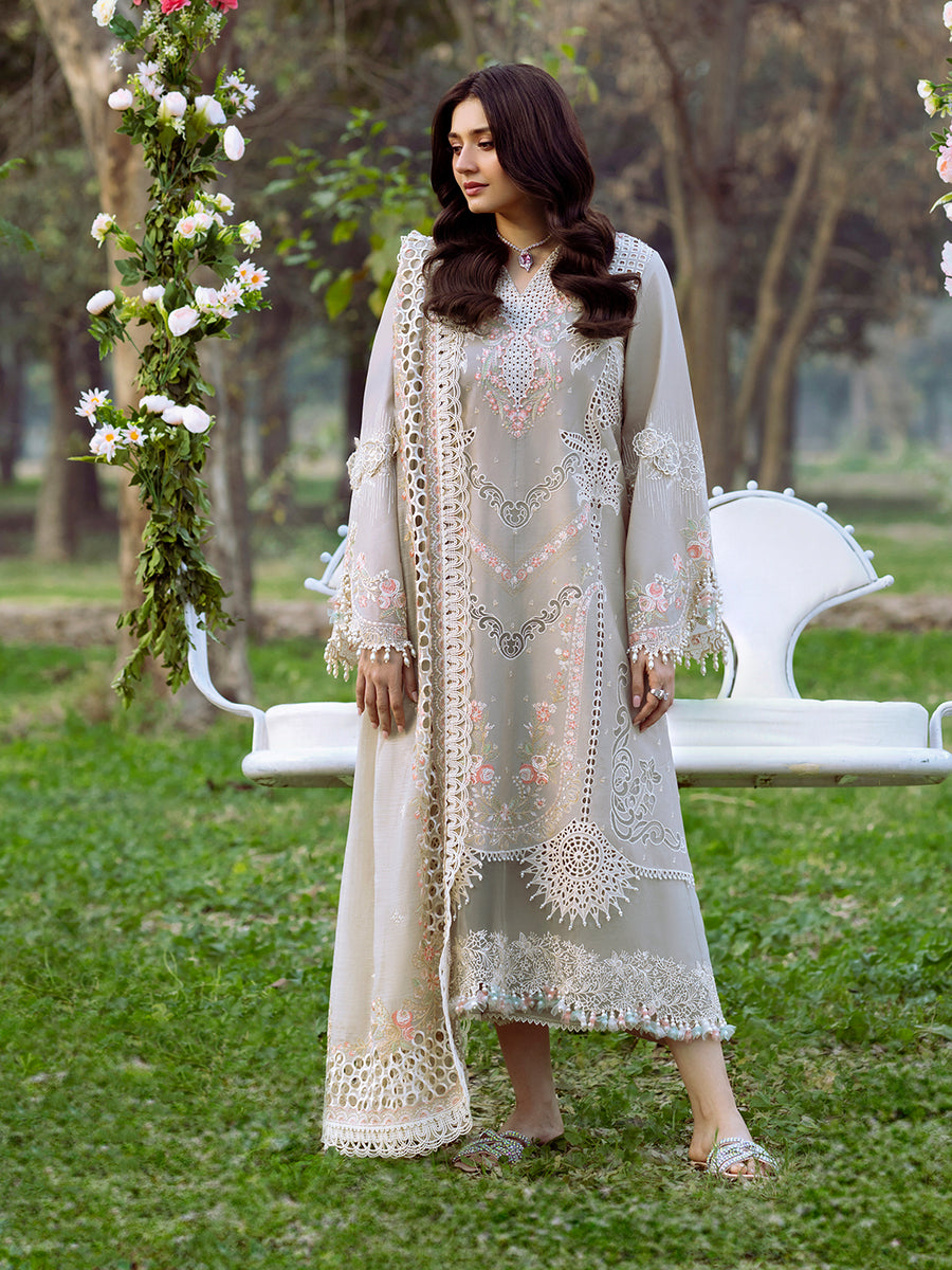 Embroidered Dhanak 3-Piece Suit with Embroidered Shawl - D-102