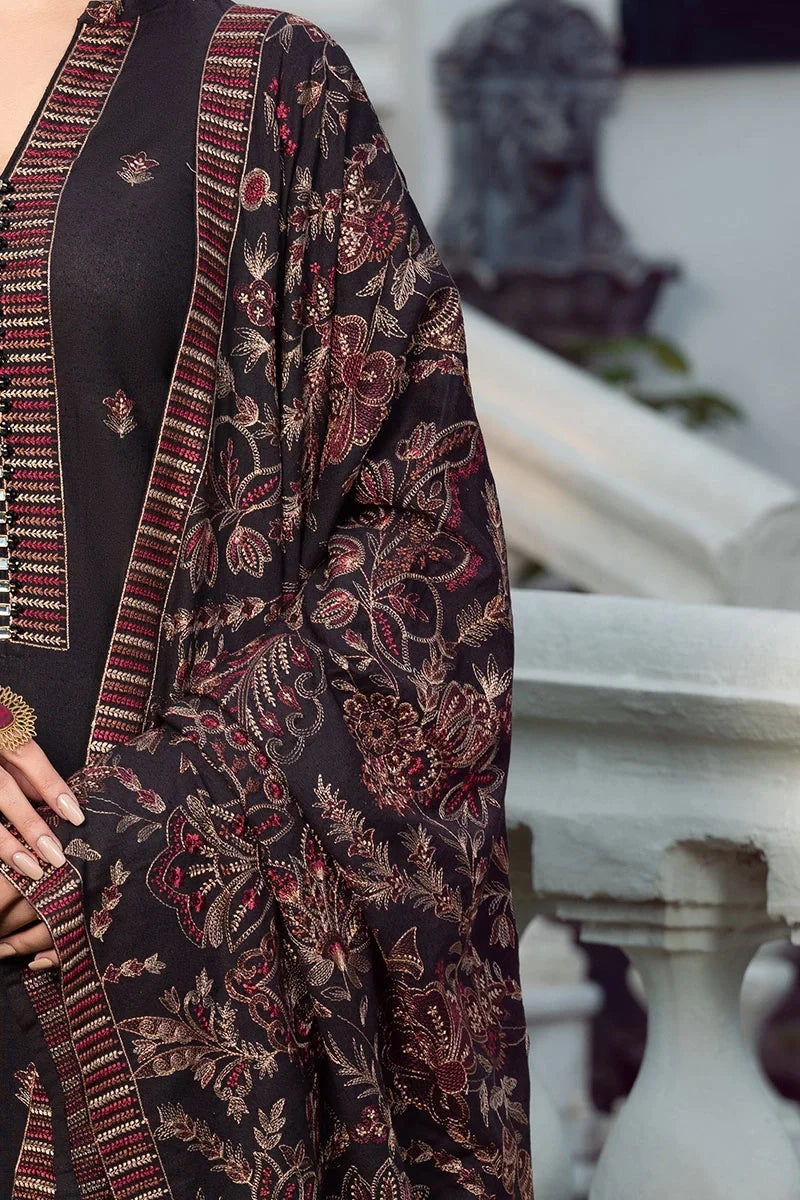 Embroidered Dhanak 3-Piece Suit with Embroidered Shawl - D-082