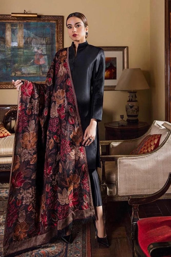 Embroidered Dhanak 3-Piece Suit with Embroidered Shawl - D-018