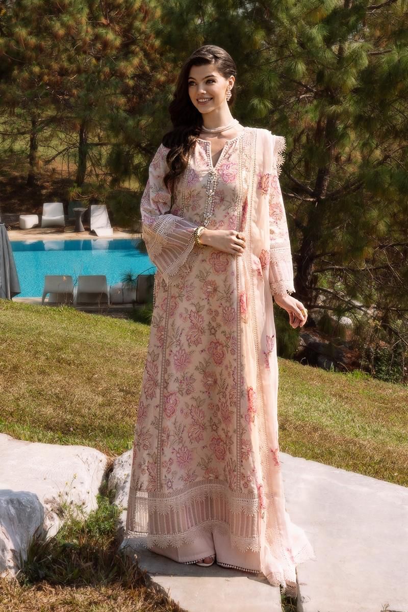Embroidered Dhanak 3-Piece Suit with Embroidered Shawl - D-026