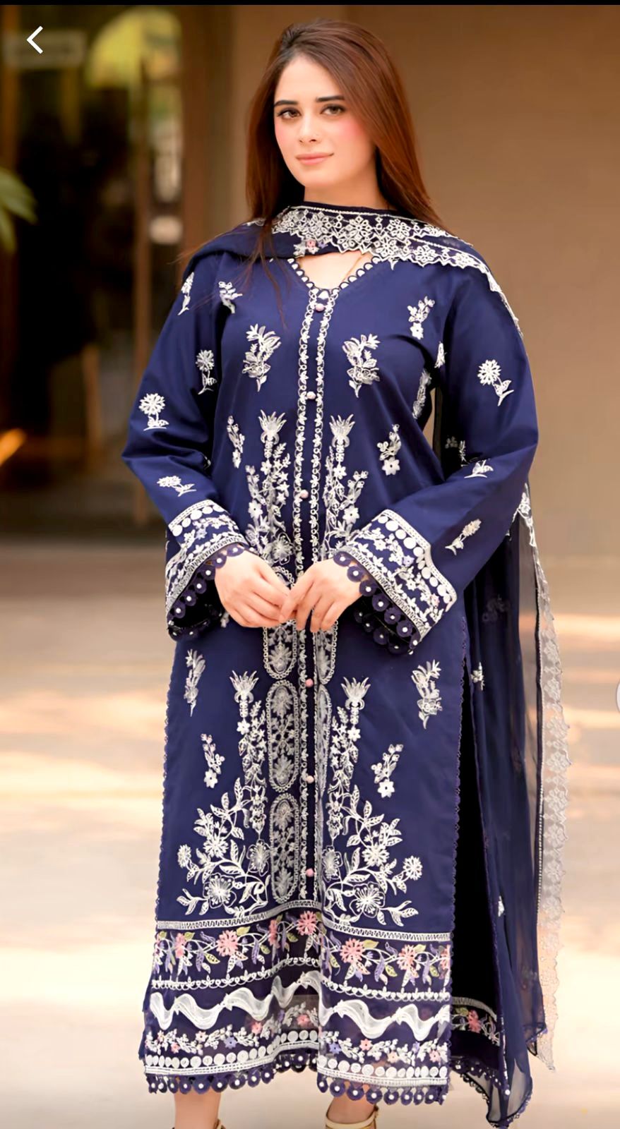 Embroidered Dhanak 3-Piece Suit with Embroidered Shawl - D-053