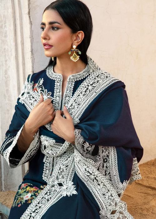 Embroidered Dhanak 3-Piece Suit with Embroidered Shawl - BL-077