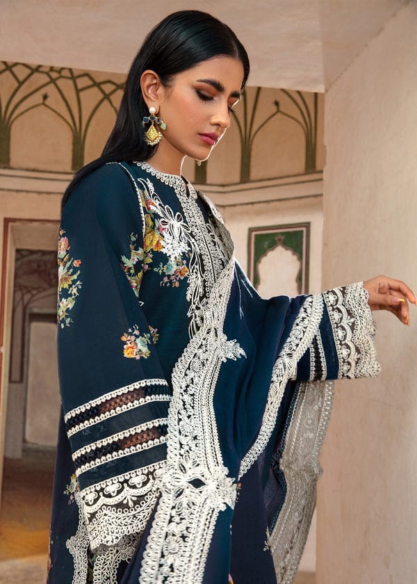 Embroidered Dhanak 3-Piece Suit with Embroidered Shawl - BL-077