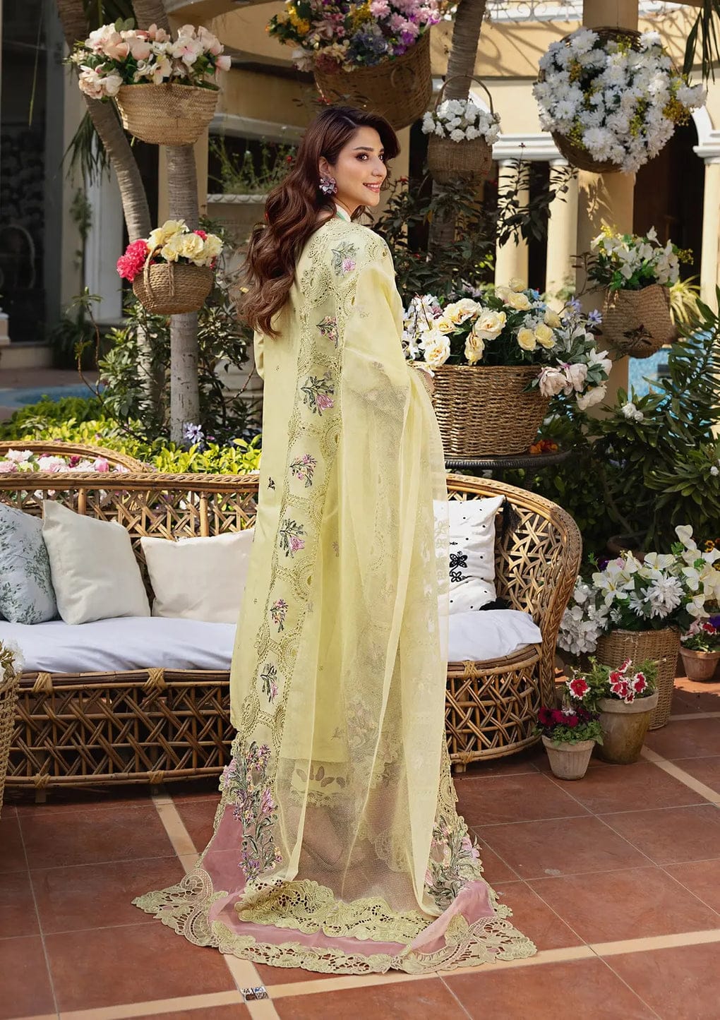 Embroidered Dhanak 3-Piece Suit with Embroidered Shawl - BL-093