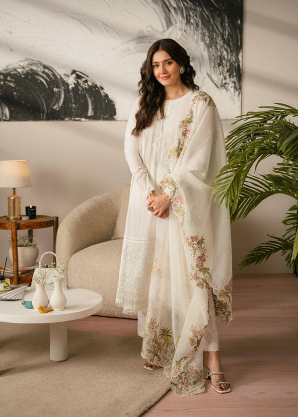 Embroidered Dhanak 3-Piece Suit with Embroidered Shawl - BL-095