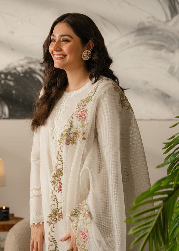 Embroidered Dhanak 3-Piece Suit with Embroidered Shawl - BL-095