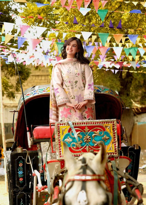 Embroidered Dhanak 3-Piece Suit with Embroidered Shawl - BL-101