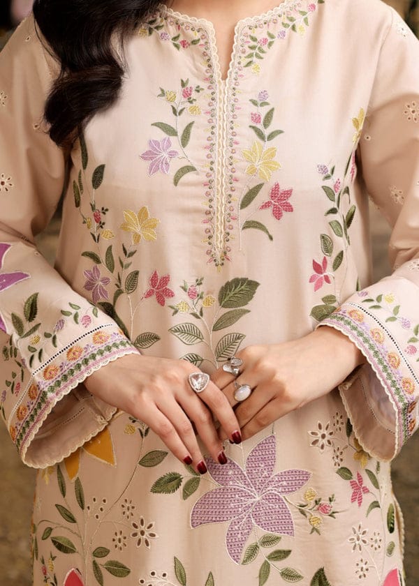 Embroidered Dhanak 3-Piece Suit with Embroidered Shawl - BL-101