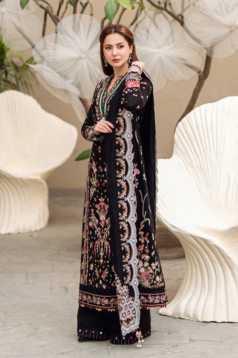 Embroidered Dhanak 3-Piece Suit with Embroidered Shawl - D-112